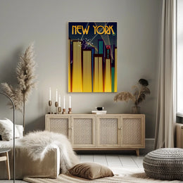 New York City Art Deco Skyline Poster Vintage Wall Art