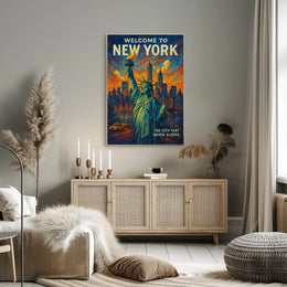 New York City Vibrant Skyline Poster Modern Urban Wall Art