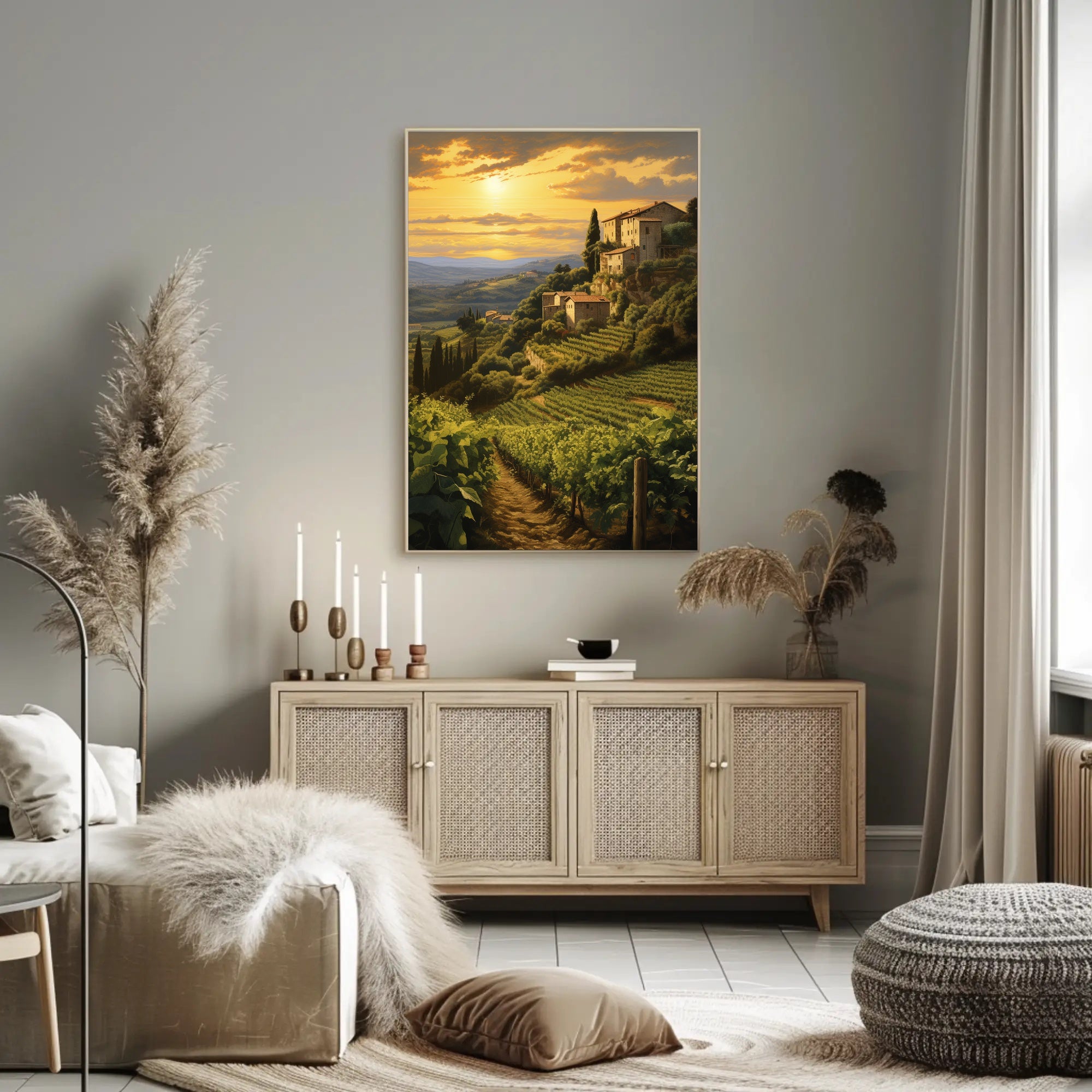 Italian Countryside Vineyard Landscape Travel Poster