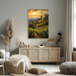 Italian Countryside Vineyard Landscape Travel Poster