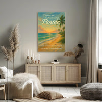 Florida Vintage Travel Poster Print Scenic Beach