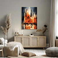 Majestic City Skyline Explored: Abstract, Artistic Poster