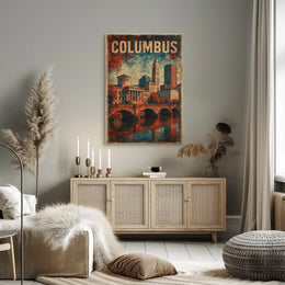 Columbus Cityscape Vintage Travel Collectors Poster