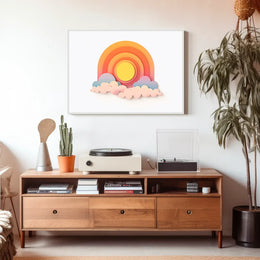 Modern Abstract Sunrise Sunset Paper Art Poster