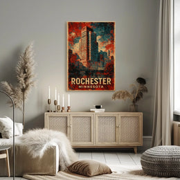 Rochester Cityscape Vintage Art Poster