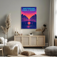 Amsterdam Canal At Sunset Poster