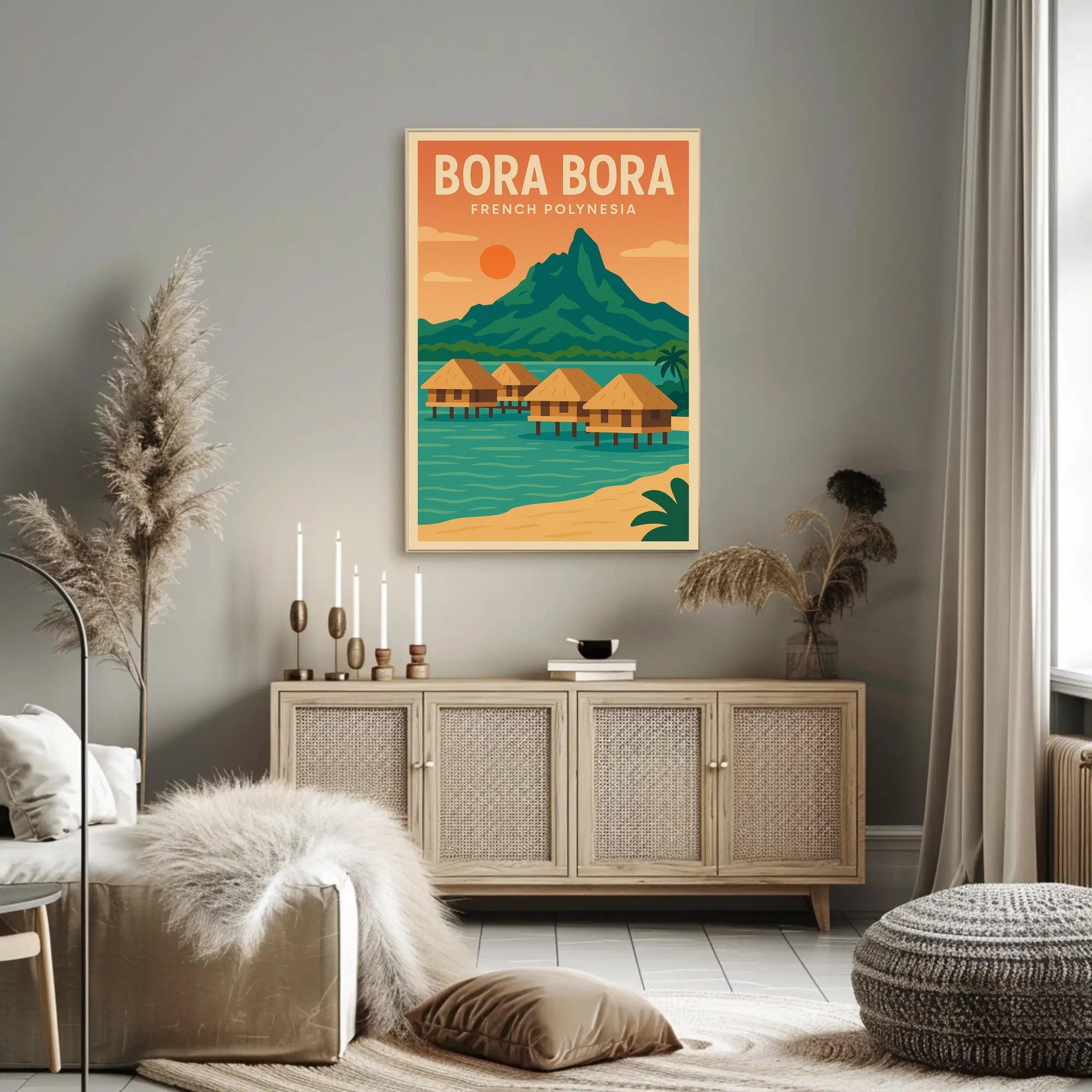 Bora Bora Vintage Tropical Travel Paradise Poster PosterGoat