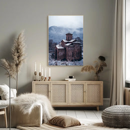 Winter Serenity At A Stone Chapel Poster