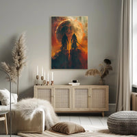 Epic Warriors Under Fiery Moon Fantasy or Mythology Poster PosterGoat
