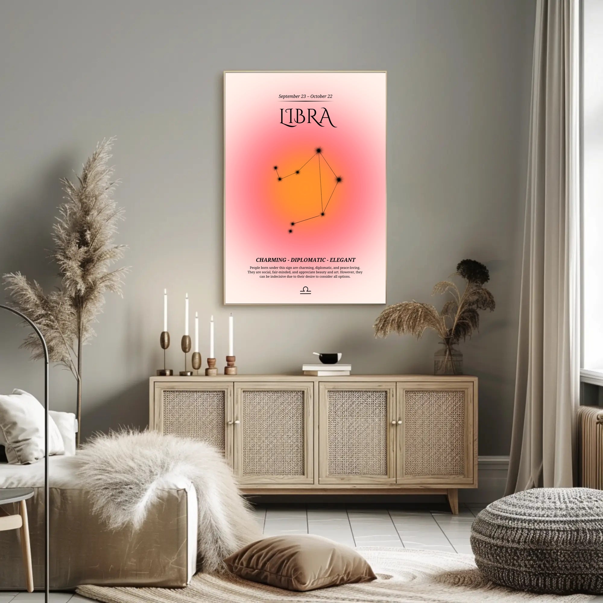 Libra Constellation Modern Art Zodiac Abstract or Artistic Poster PosterGoat