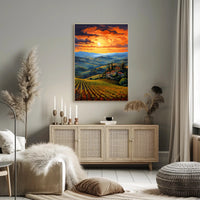 Sunset Over Tuscan Vineyards Poster