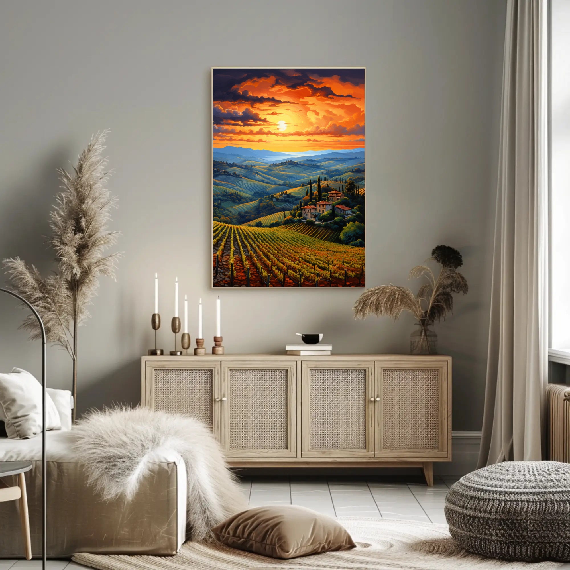 Sunset Over Tuscan Vineyards Poster