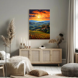 Sunset Over Tuscan Vineyards Poster