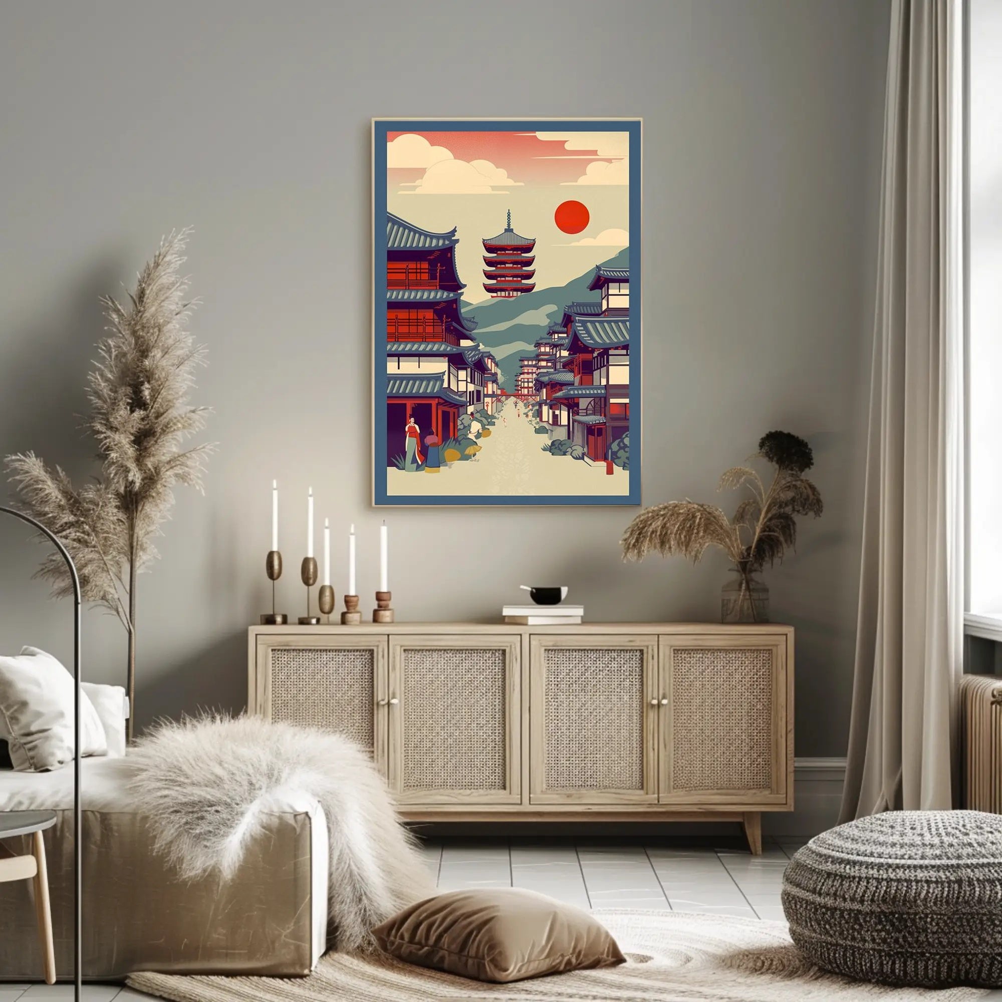 Tranquil Japanese Street Scene Poster