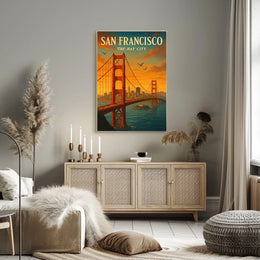 Golden Gate Bridge Vintage Travel Poster Art Print
