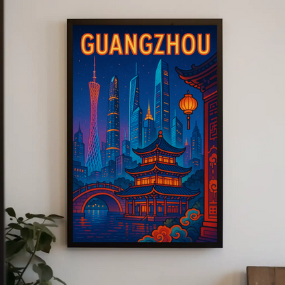 Guangzhou Night Skyline Travel Poster