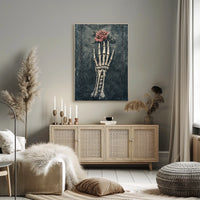 Skeletal Hand and Rose Gothic Artwork Poster