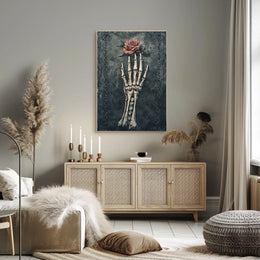 Skeletal Hand and Rose Gothic Artwork Poster