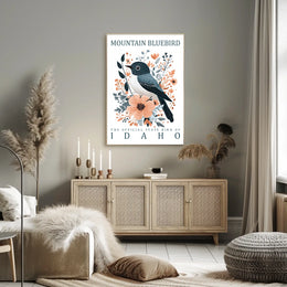 Mountain Bluebird Idaho State Bird Art Poster