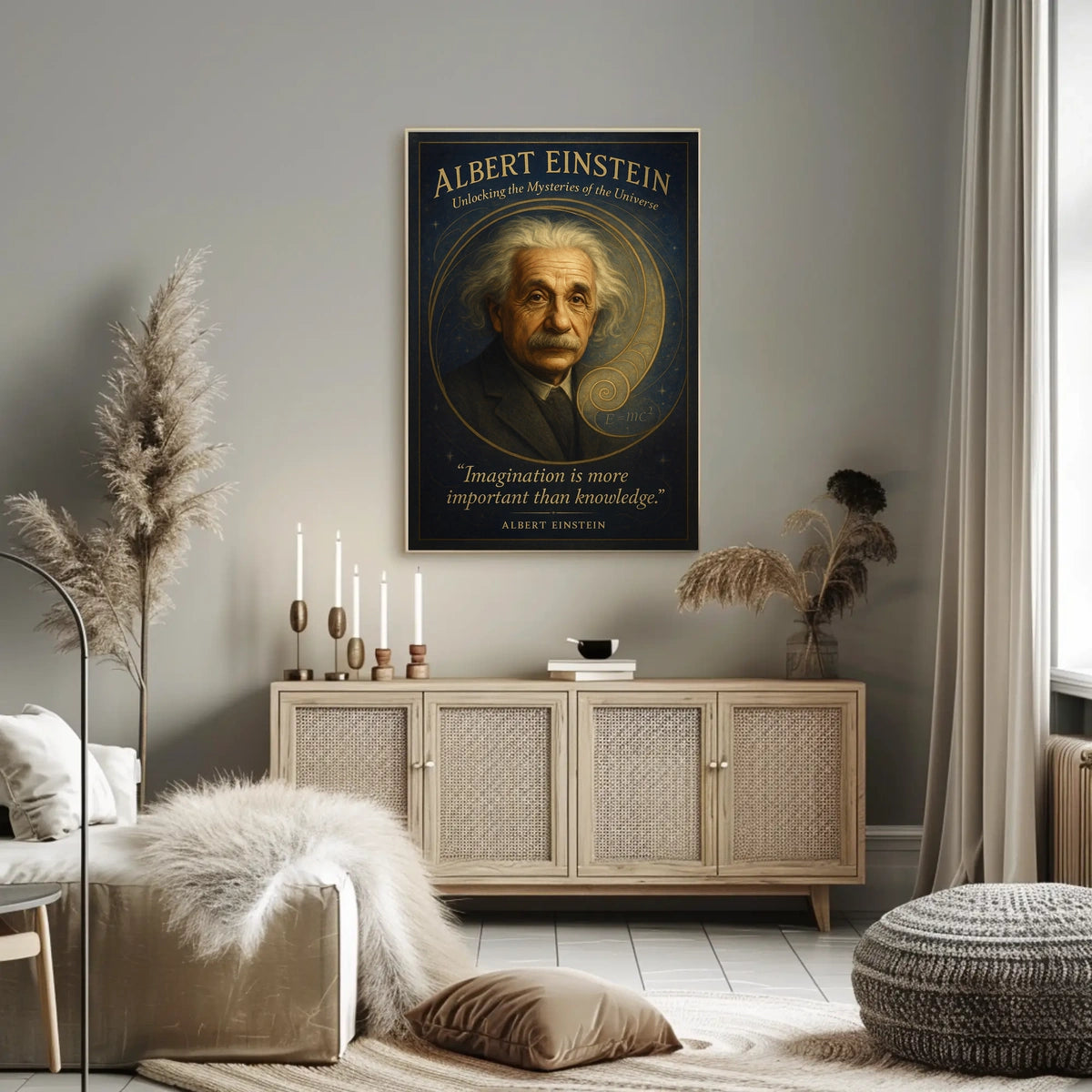 Albert Einstein Inspirational Science Art Poster Print