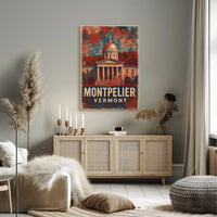 Montpelier Vermont Skyline Watercolor Traveler Poster