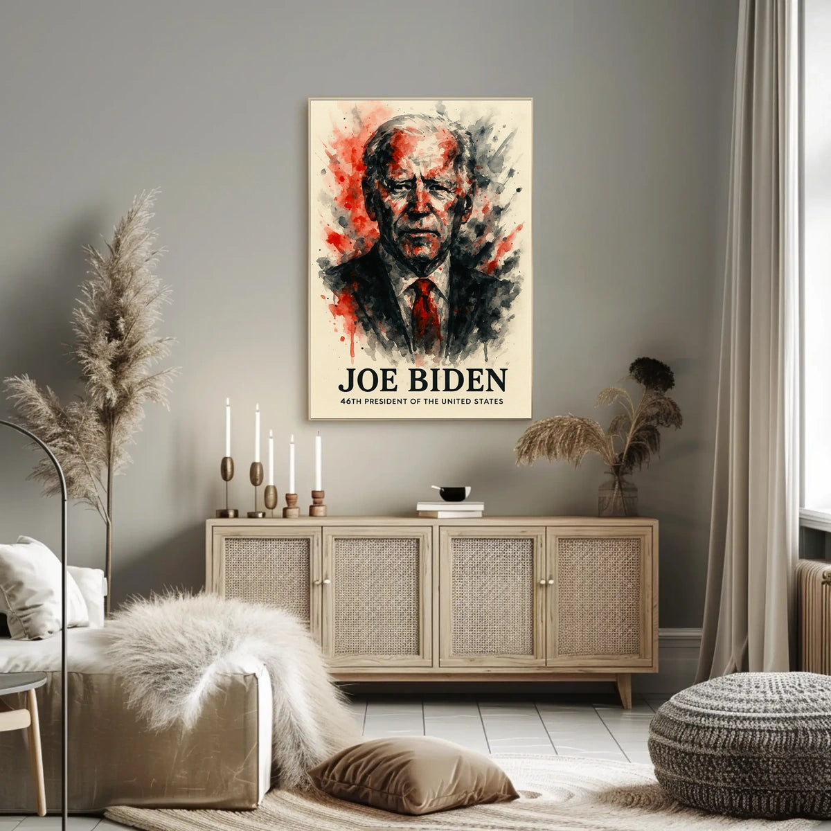 President Joe Biden Watercolor Art Poster - Historical or Presidential Poster