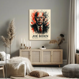 President Joe Biden Watercolor Art Poster - Historical or Presidential Poster
