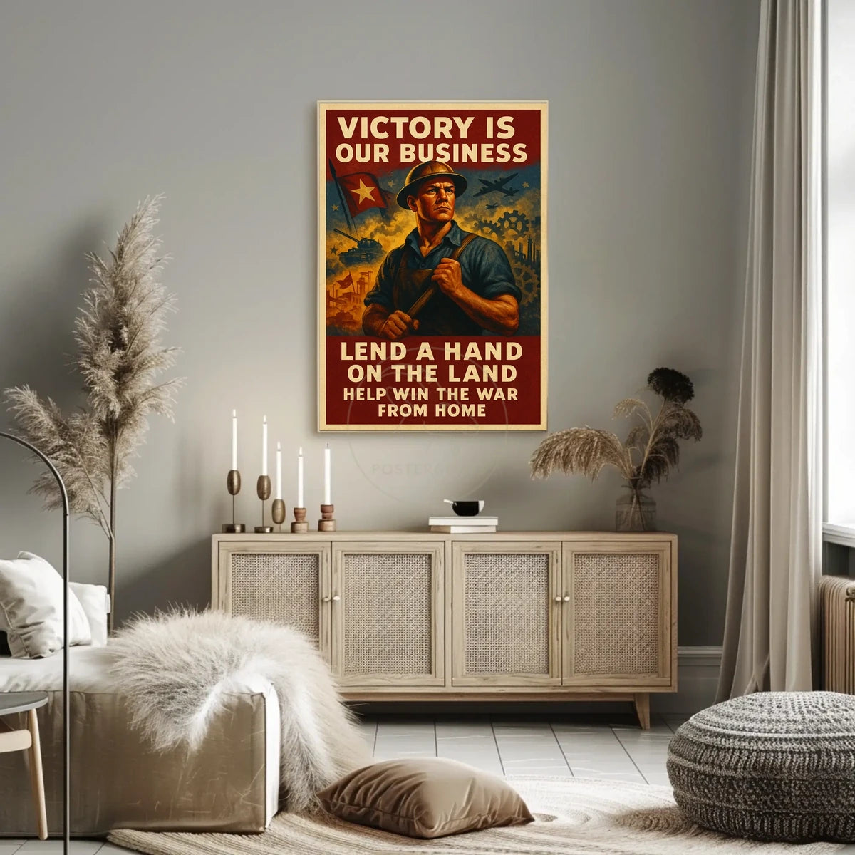 Patriotic WWII Era Industrial Propaganda Poster