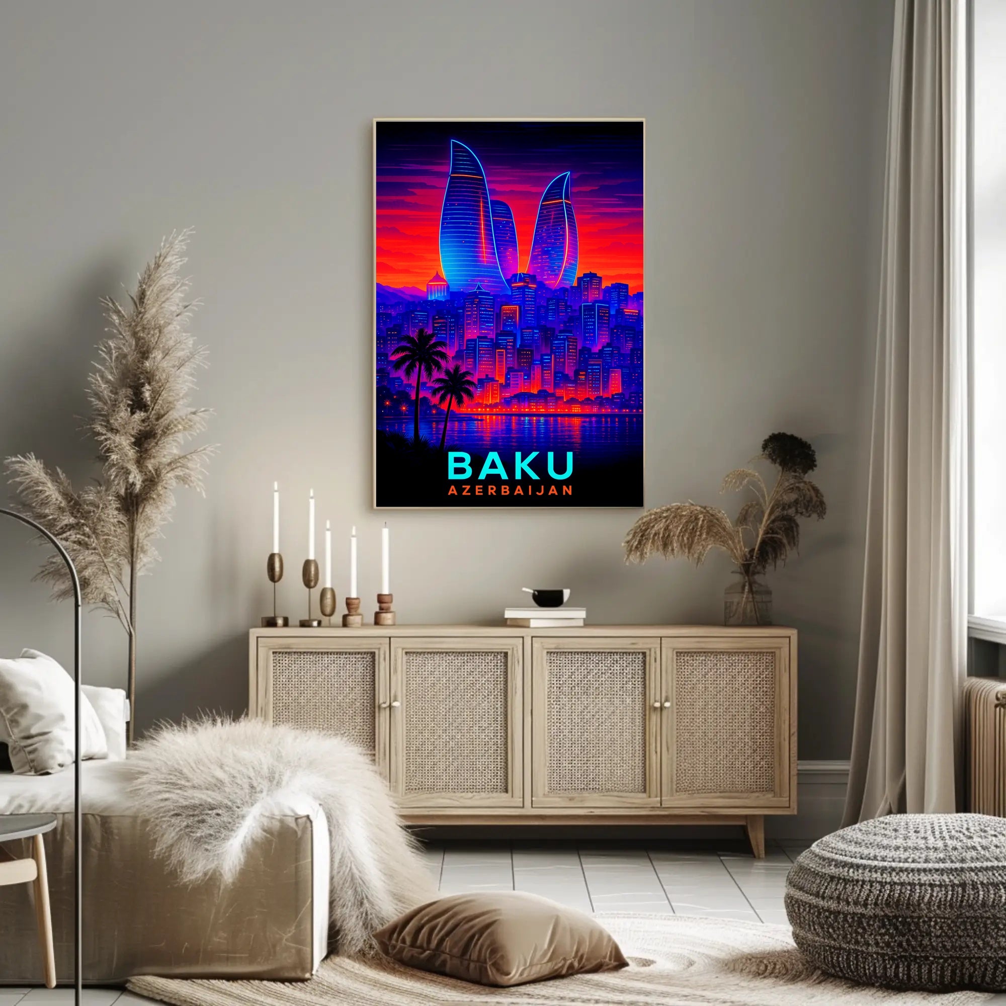 Baku Skyline Azerbaijan Poster PosterGoat