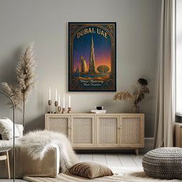 Dubai Skyline Vintage Architecture Modernity Poster