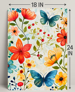 Vibrant Floral Garden: Watercolor Art Poster for Homes