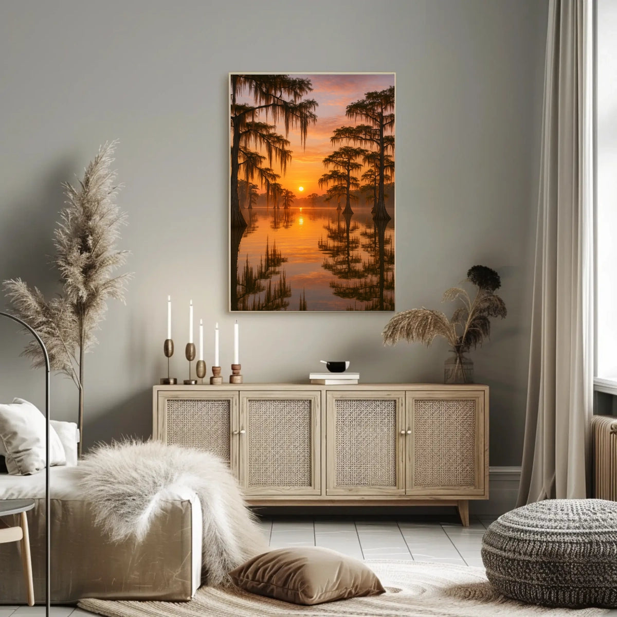 Tranquil Cypress Sunset Poster