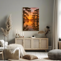 Tranquil Cypress Sunset Poster