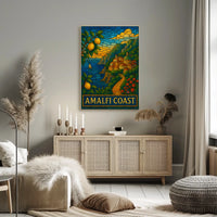 Amalfi Coast Stained Glass Art Poster