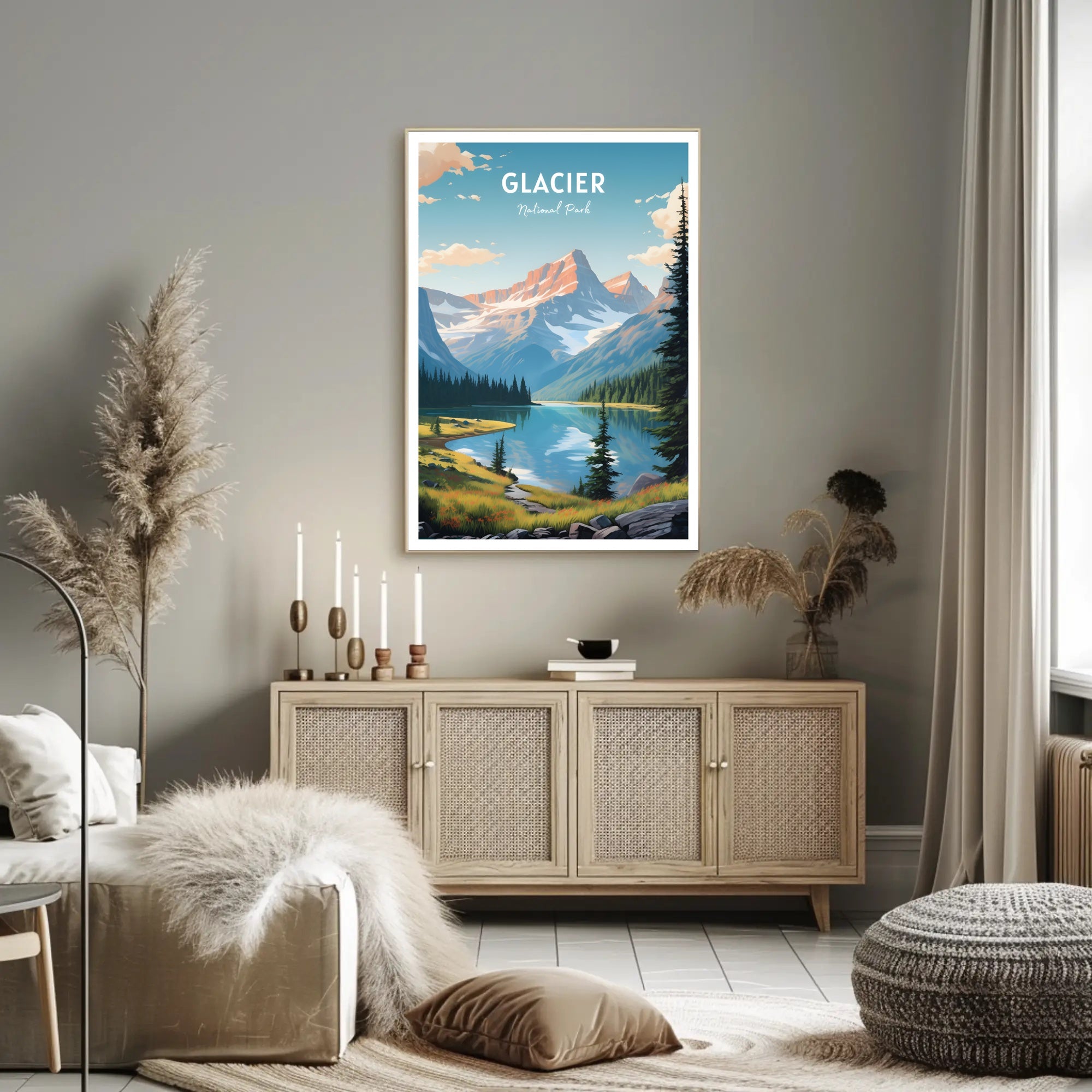 Glacier National Park Travel Poster Vintage Print