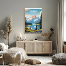 Glacier National Park Travel Poster Vintage Print