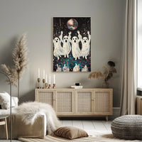 Dancing Ghosts Cartoon Disco Festive Poster