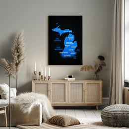 Michigan and the Great Lakes Map Poster PosterGoat