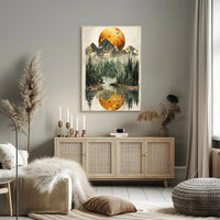 Serene Mountain Reflection Art Print Poster for Home Decor PosterGoat