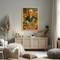 Woodrow Wilson 28th President of the United States Layered Digital Collage Poster