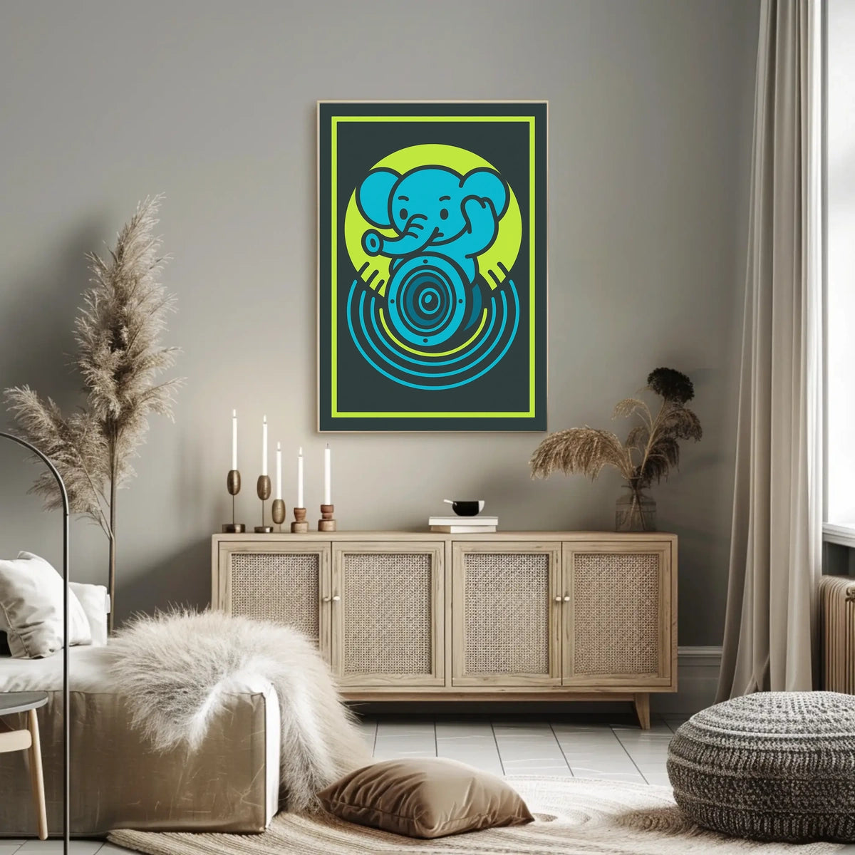 Vibrant Elephant Art Poster