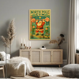 North Pole Gym Vintage Christmas Poster Art