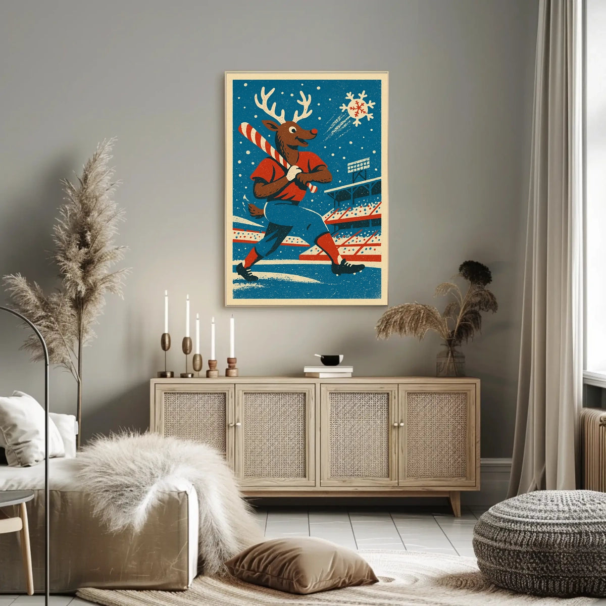 Reindeer Baseball Poster