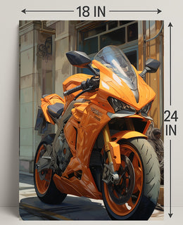 Vibrant Orange Motorcycle Poster PosterGoat