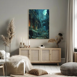 Mystical Moonlit Ruins Fantasy Mythology Poster PosterGoat