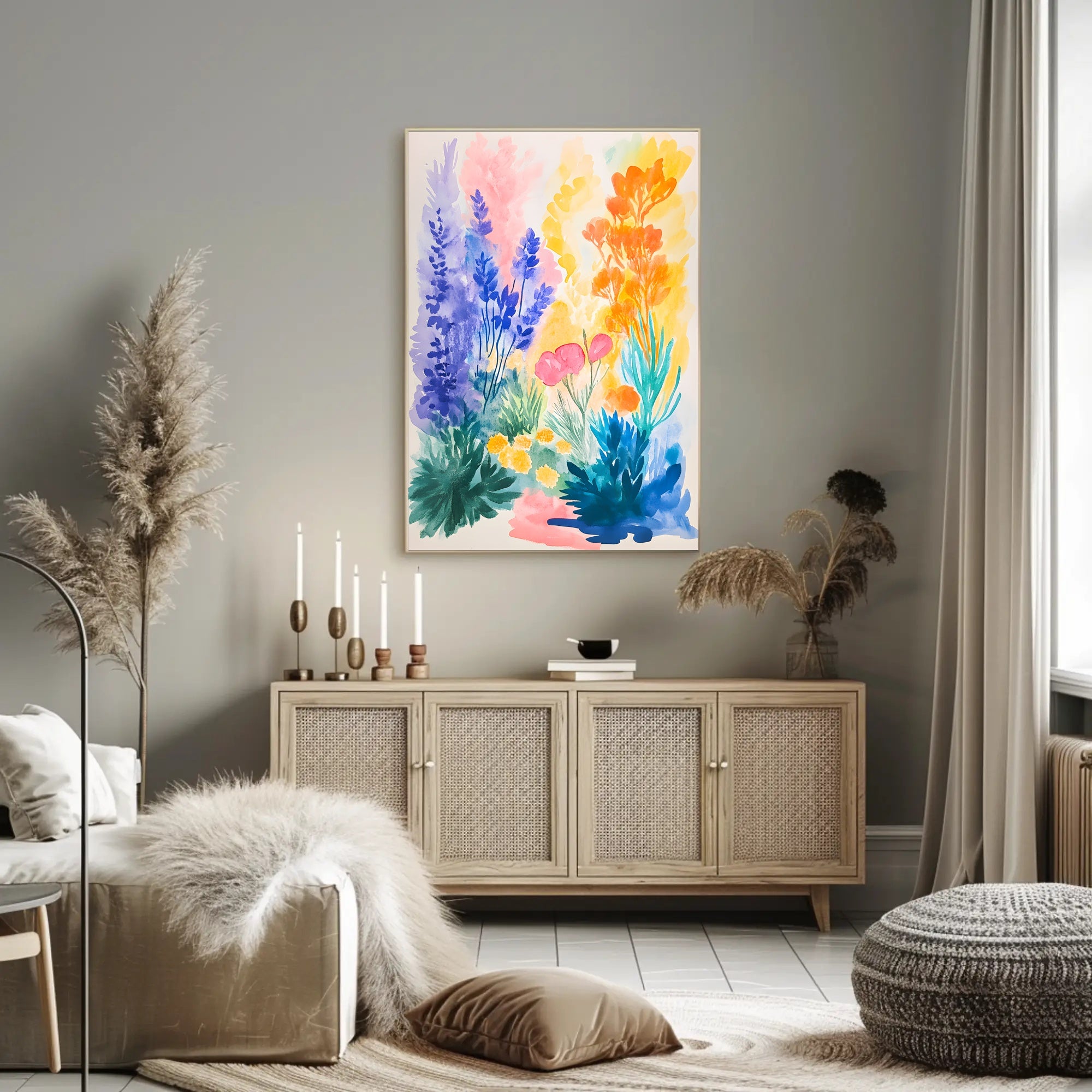 Vibrant Floral Travel Poster Wall Art for Home Decor