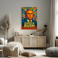 George W. Bush 43rd President of the United States Colorful Comic Book Style Poster