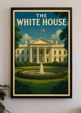 White House Vintage Travel Landmark Historical Poster