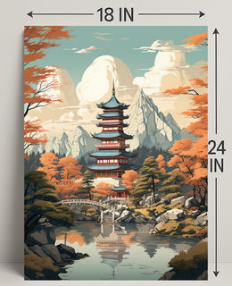 Tranquil Pagoda In Autumn Poster