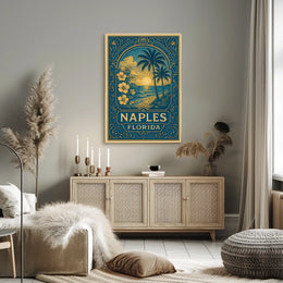 Naples Florida Vintage Travel Poster Coastal Charm Decor